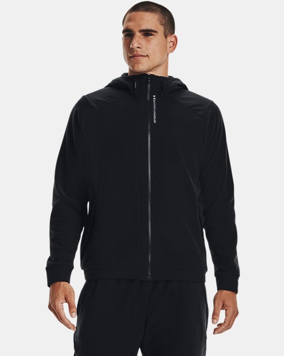 Herren UA RUSH™ Fleece-Hoodie mit durchgehendem Zip, Black, pdpMainDesktop image number 0